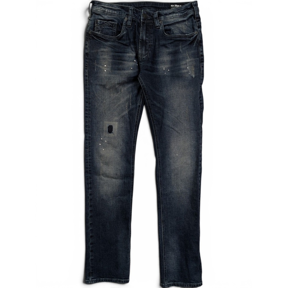 Buffalo Mens Jeans 31 x 32 Max X Super Skinny Stretch Paint Splatter Dark Wash